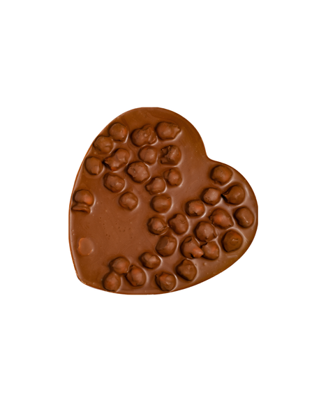 Cœurs Marteau en chocolat au lait Sisao, sertis de noisette