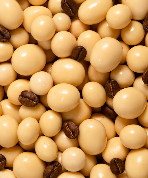 Grains de café d'Éthiopie enrobés de chocolat blanc Sisao