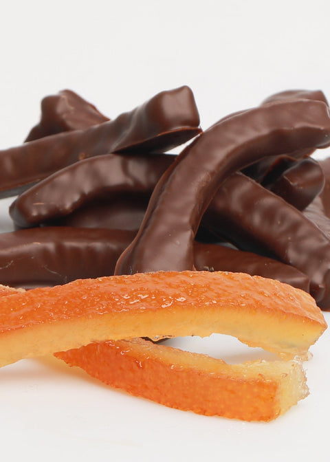 Orange confite enrobée de chocolat noir Sisao (orangettes)