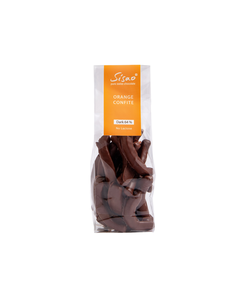 Orange confite enrobée de chocolat noir Sisao (orangettes)